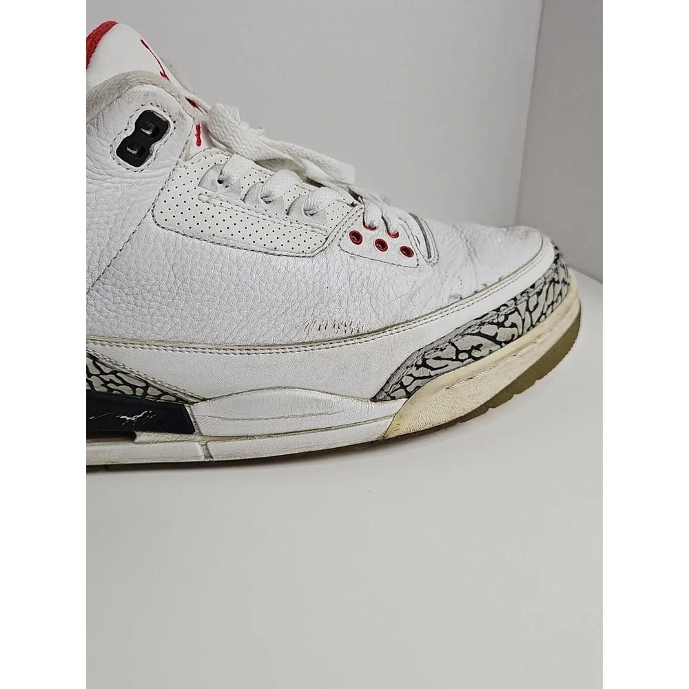 2017 Nike Air Jordan 3 Retro White Red Black 923096-101 Size 12